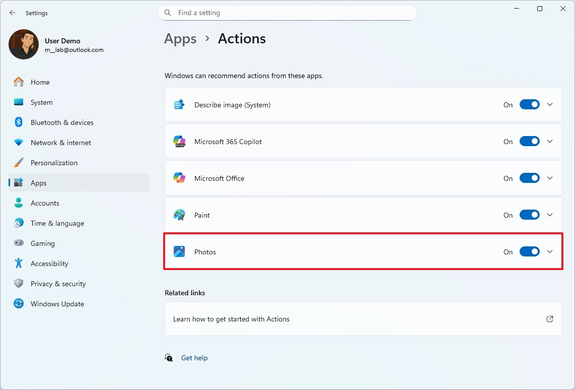 File Explorer enable AI actions