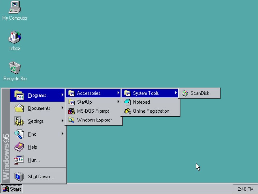 Windows 95 Start menu