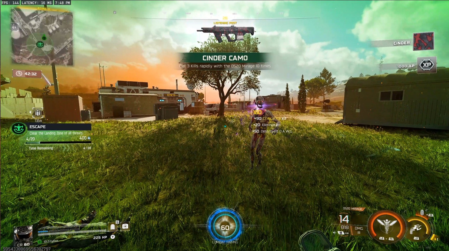 Unlocking the Cinder Camo in Call of Duty: Black Ops 7 Endgame.