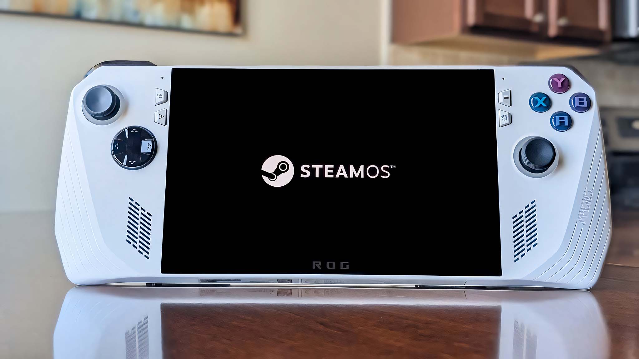 Логотип SteamOS на экране ROG Ally.