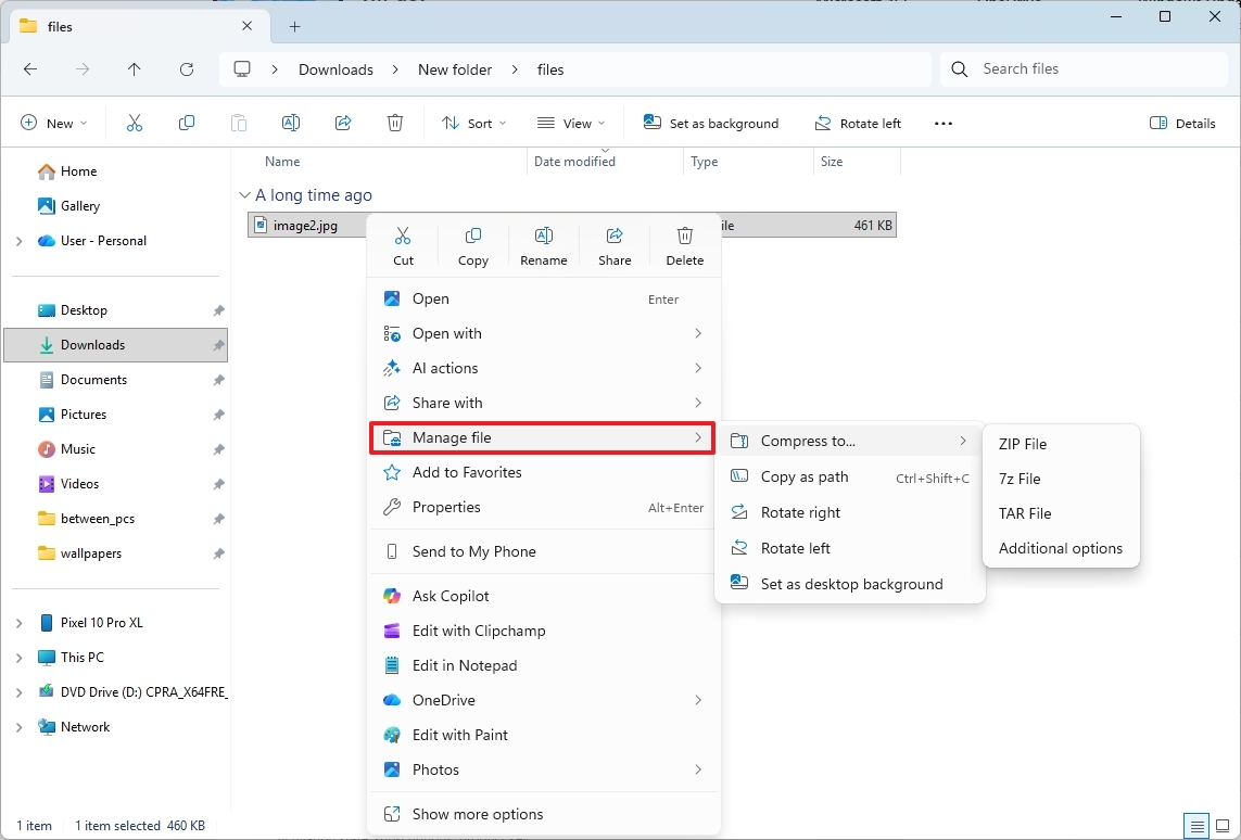 File Explorer new context menu