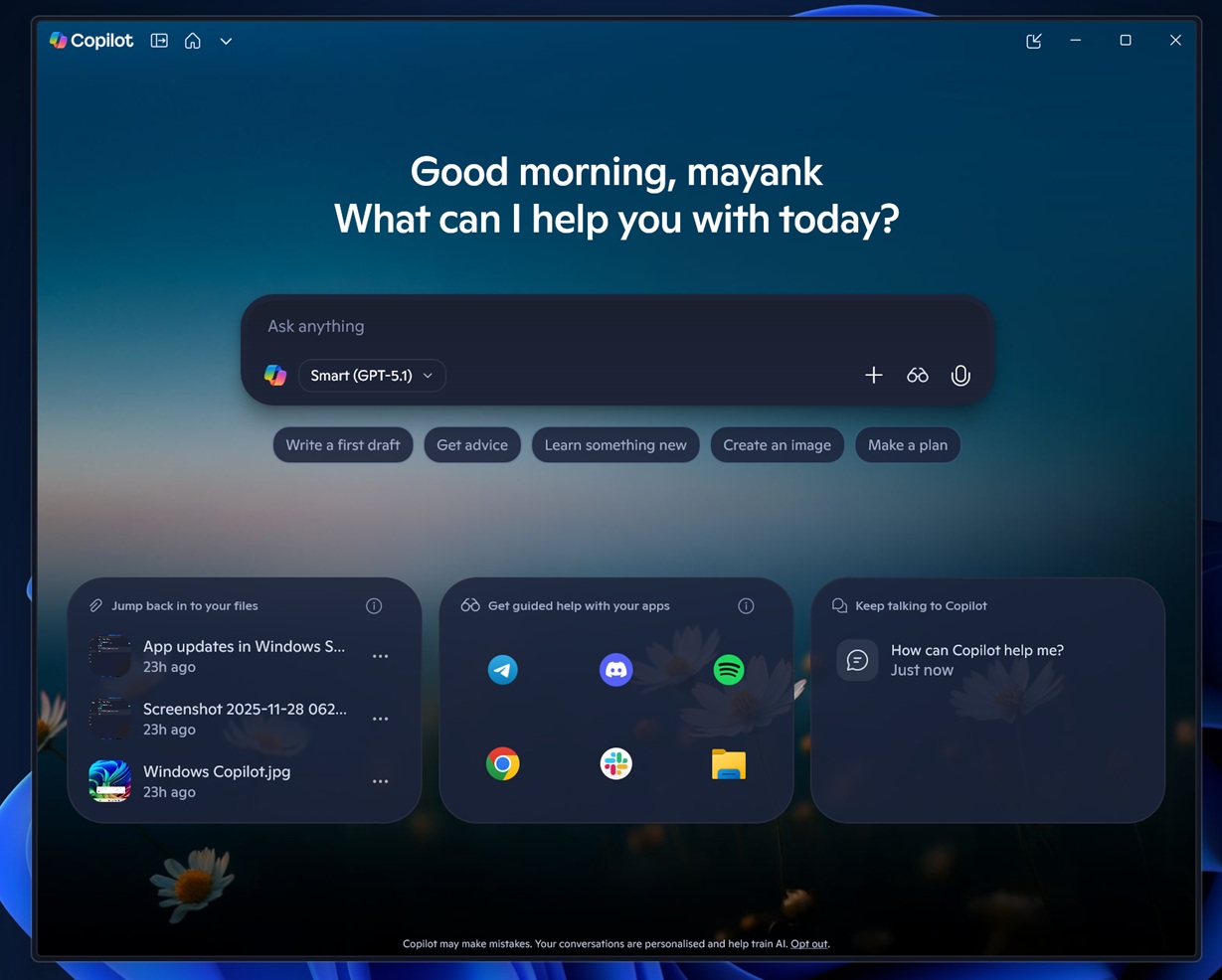 Copilot в Windows 11 получил GPT 5.1 и новый раздел "Labs"!