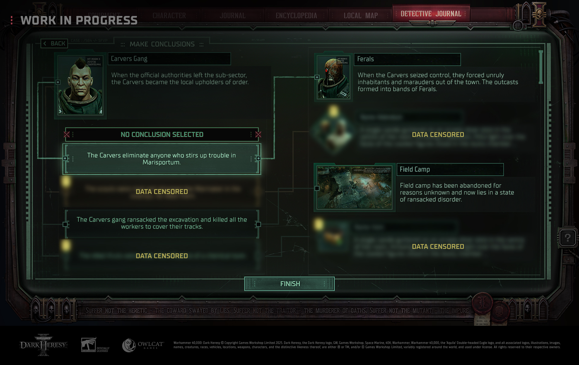 Промо-скриншот «Дневника детектива» в Warhammer 40,000: Dark Heresy
