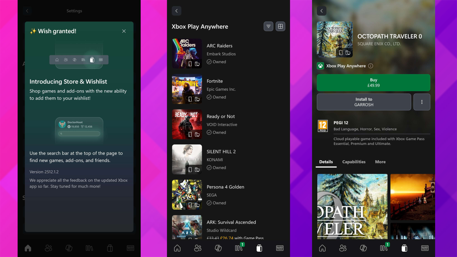 Xbox app update showing new features