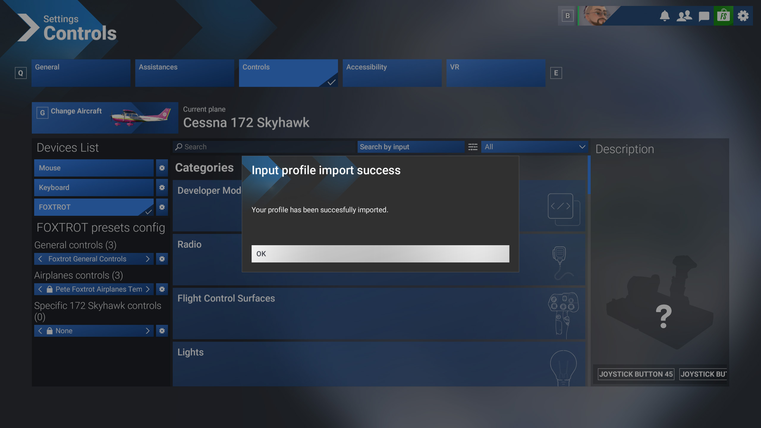 Microsoft Flight Simulator 2024 для ПК с импортированным профилем управления Honeycomb Foxtrot