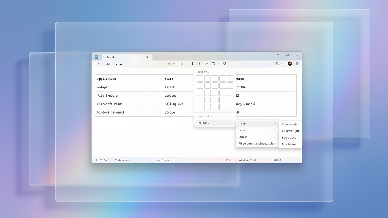 Изображение к статье: Microsoft сделала Блокнот в Windows 11 гораздо круче: теперь он умеет работать с таблицами! - Windows 11 на MSReview.net