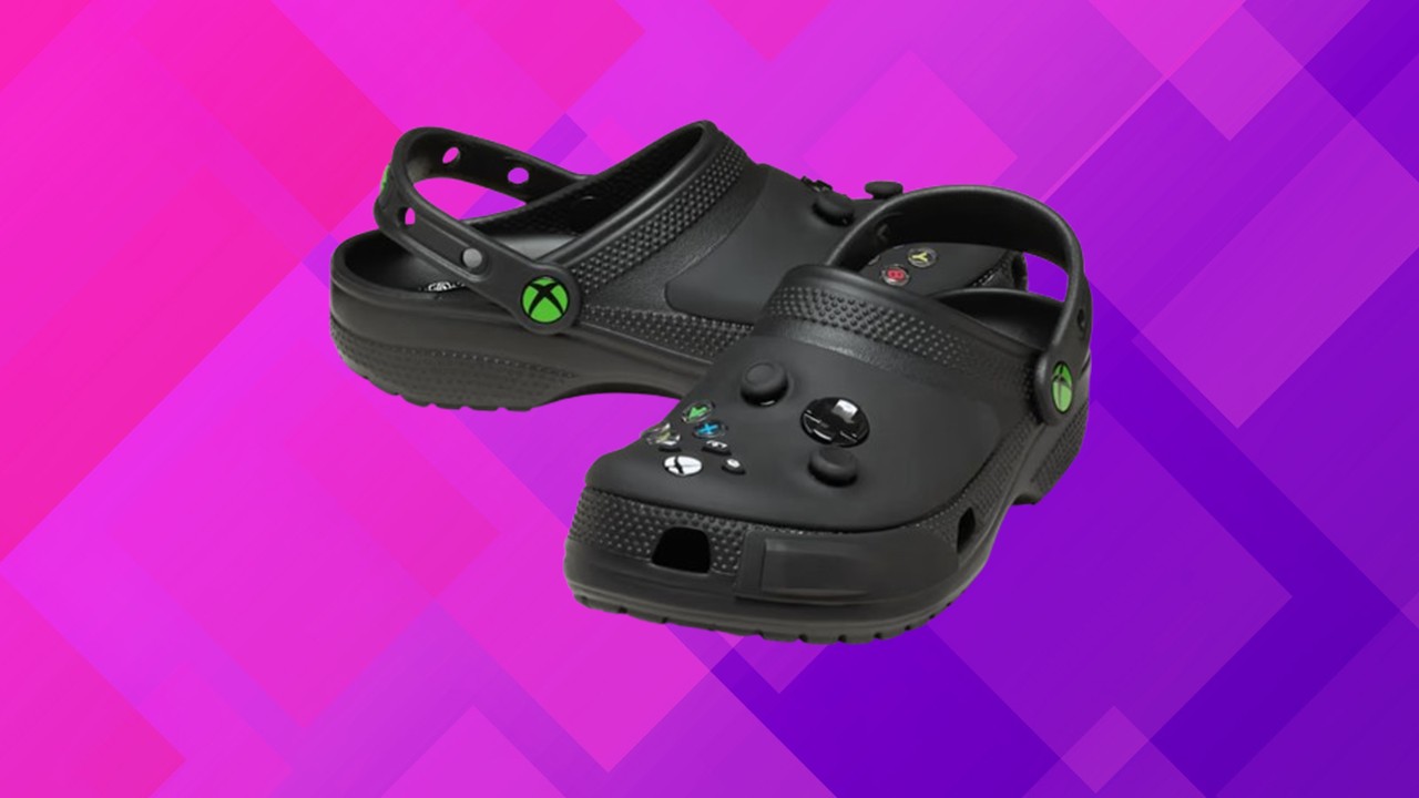 Кроксы Xbox на фиолетовом фоне