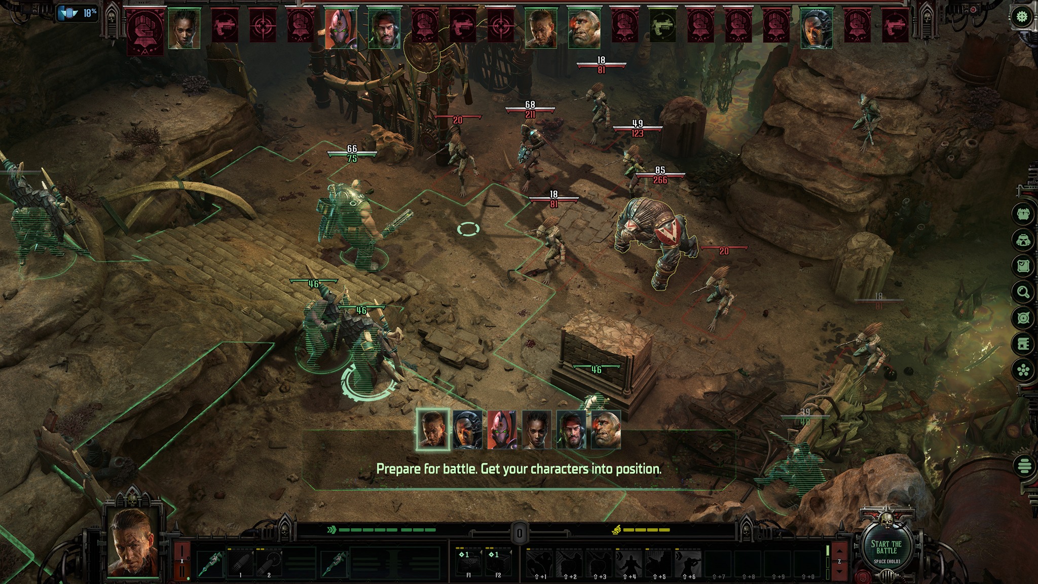 Press kit screenshots of Warhammer 40,000: Dark Heresy's turn-based combat system.