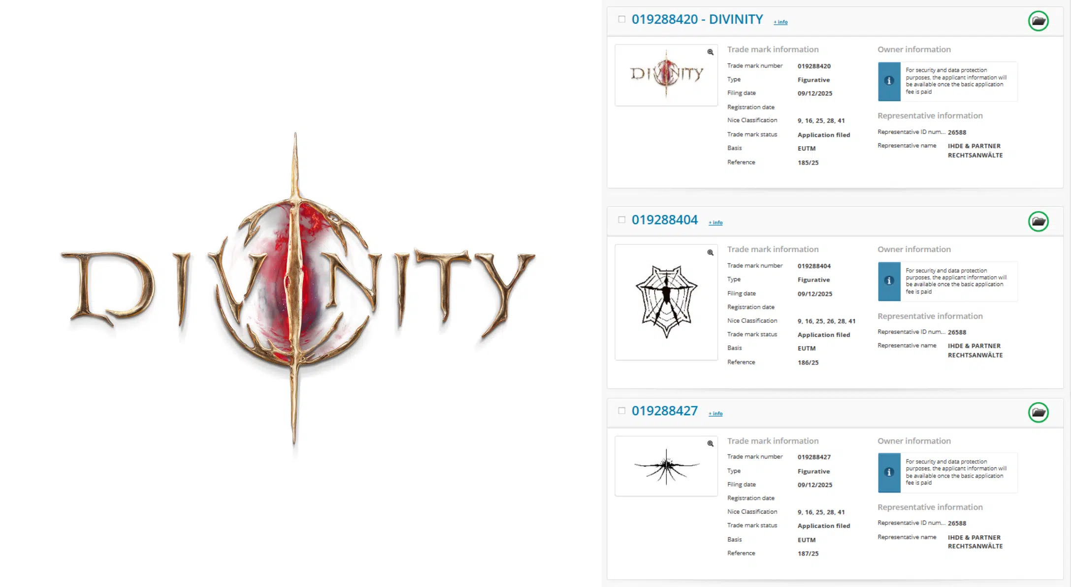 Логотип Divinity рядом с другими товарными знаками.