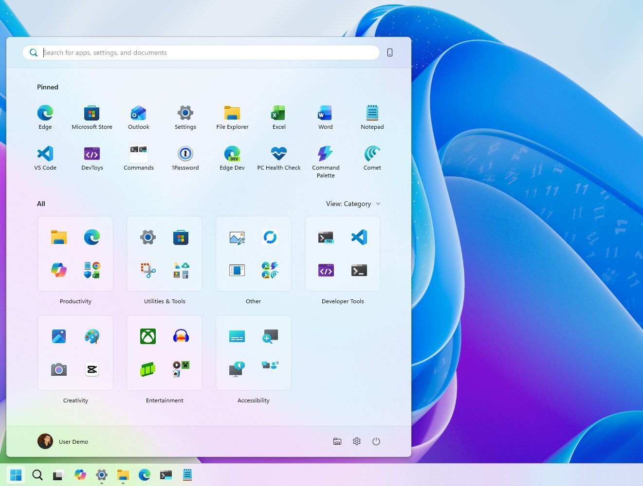 Windows 11 new Start menu