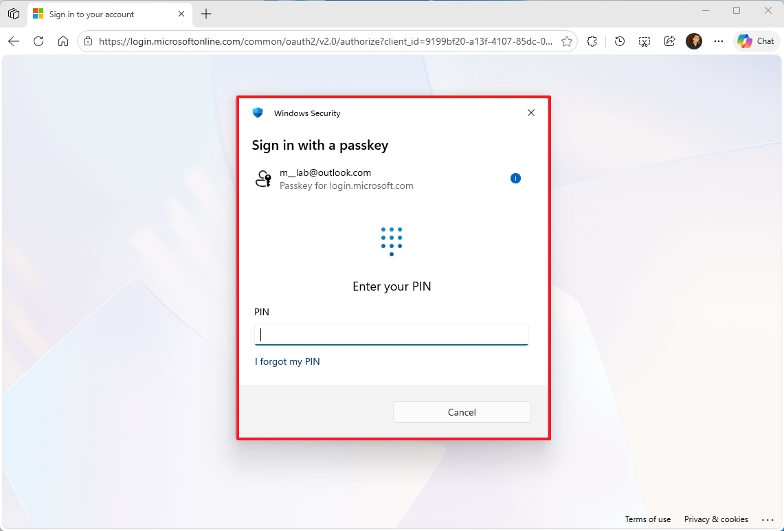 Windows Hello on desktop with new UI