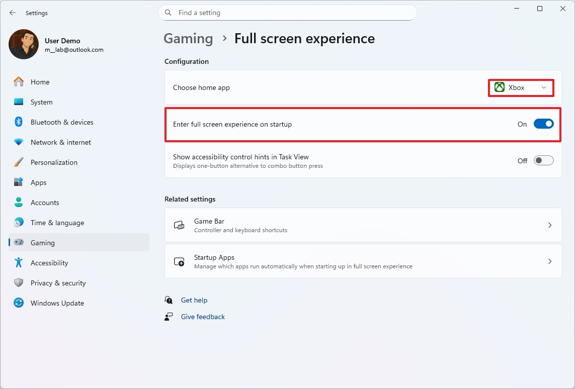 Enable Xbox Full Screen Experience
