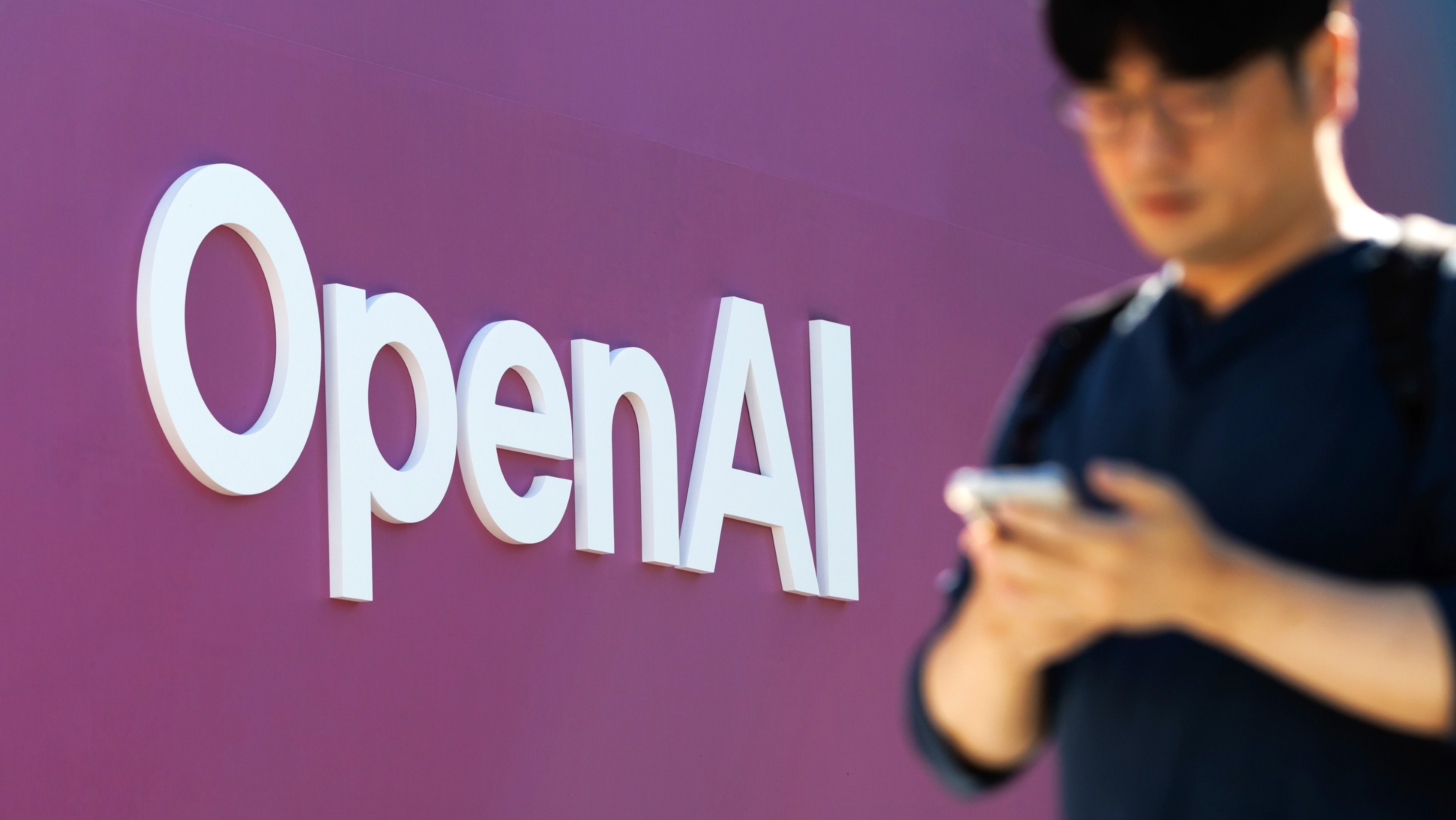 OpenAI signage displayed outside the venue for their news conference in Seoul, South Korea, on Wednesday, Sept, 10, 2025.