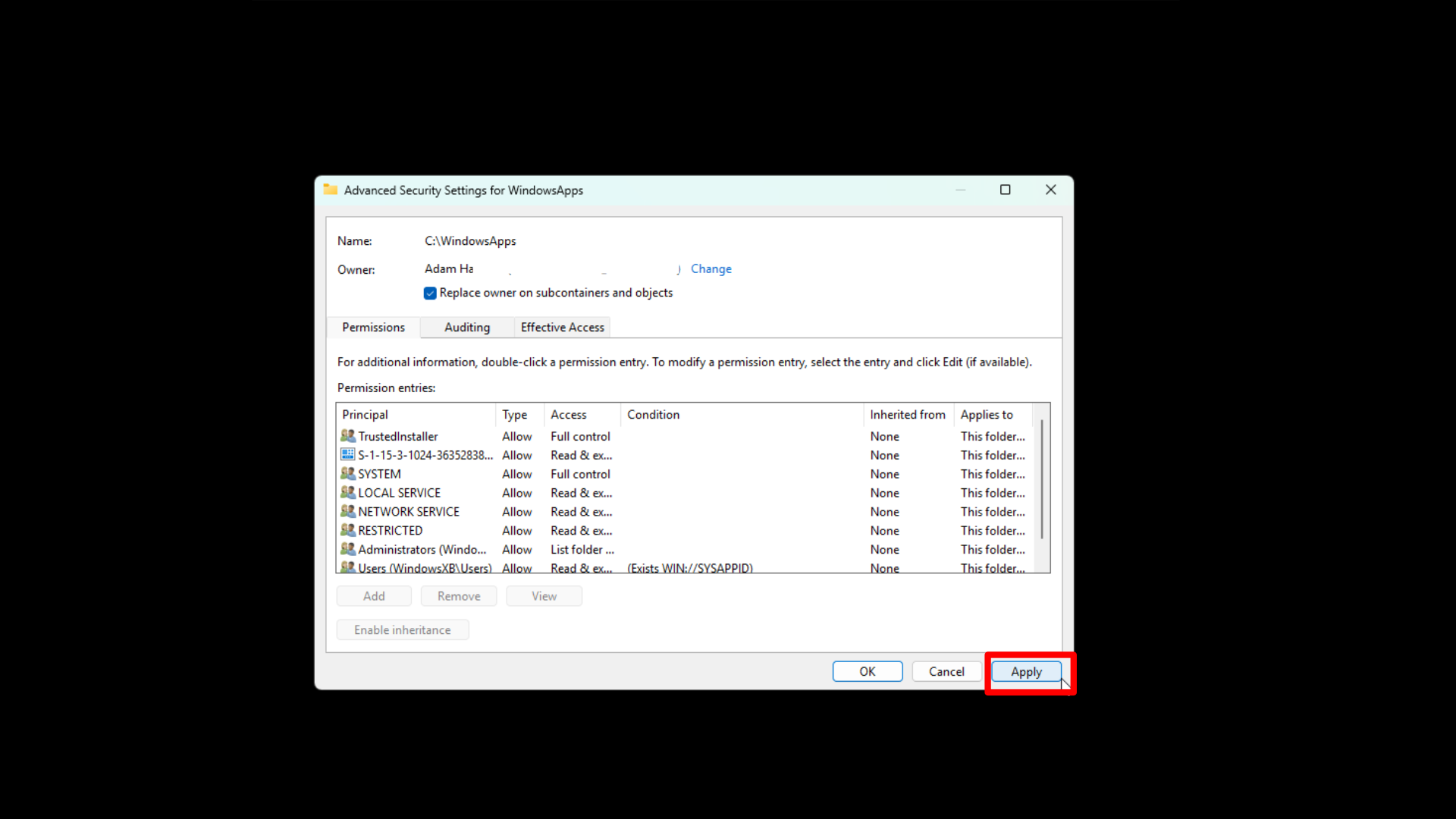 Пошаговое руководство по доступу к папкам WindowsApps