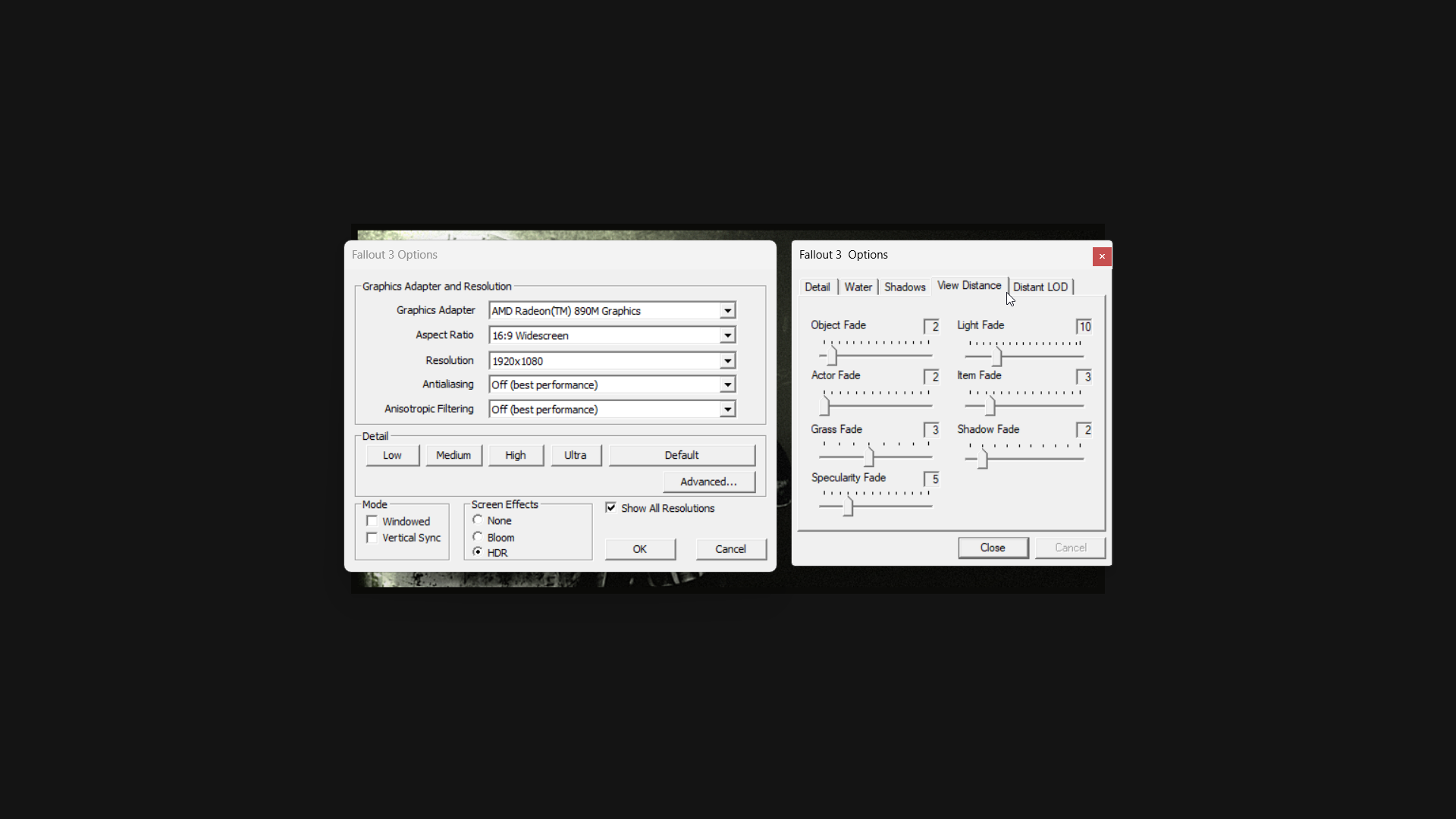 Fallout 3 настройки