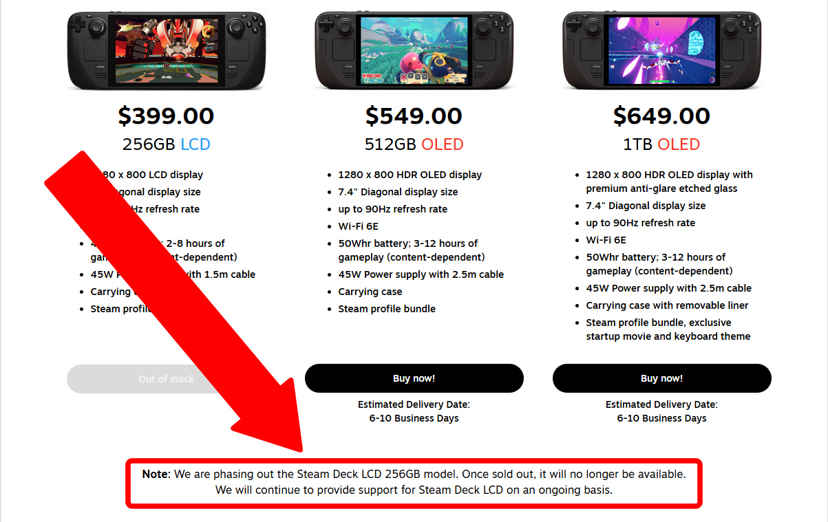 Экран страницы Steam Deck с выделенным красным сообщением внизу.