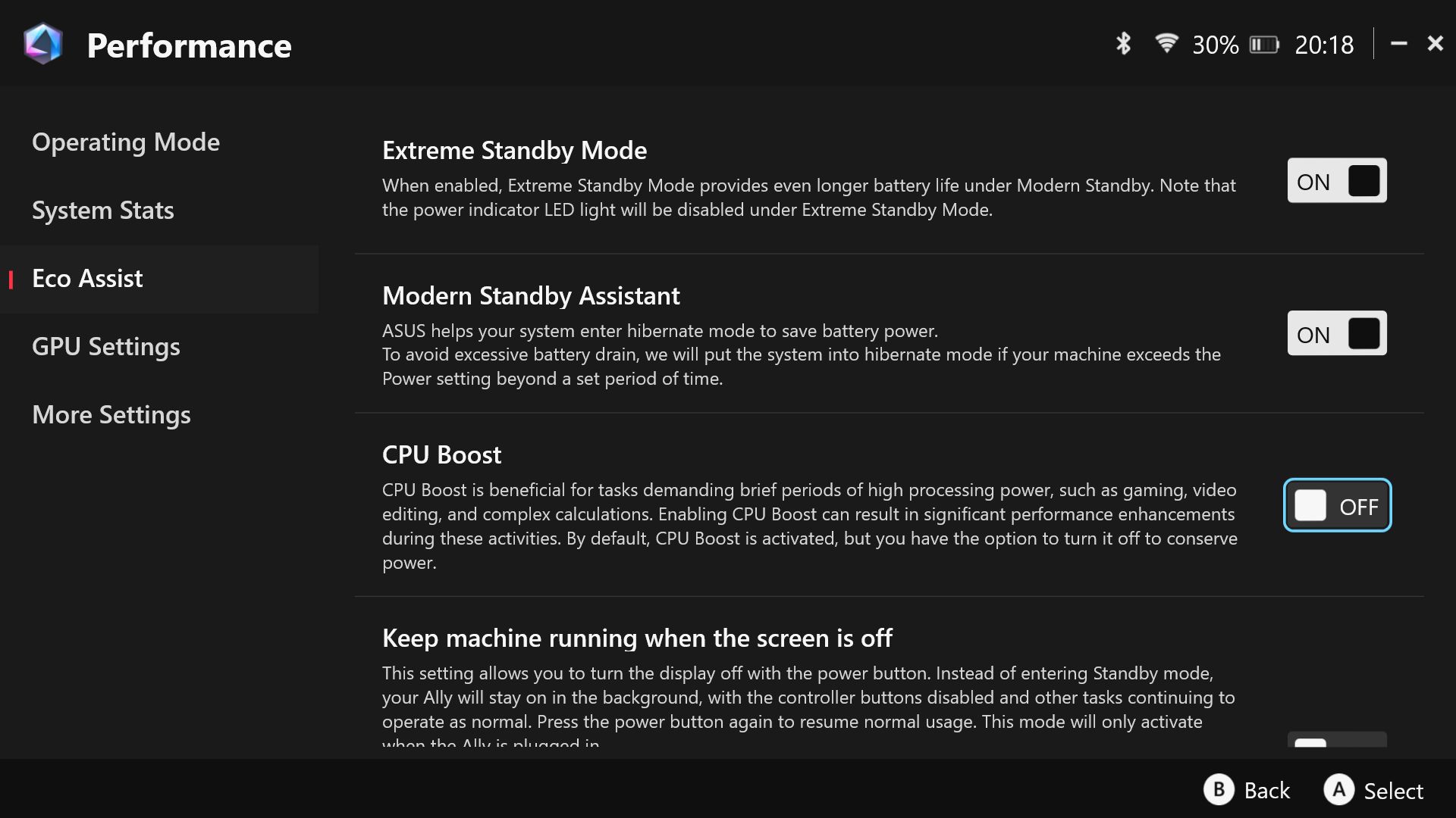 Disabling CPU Boost via Armory Crate