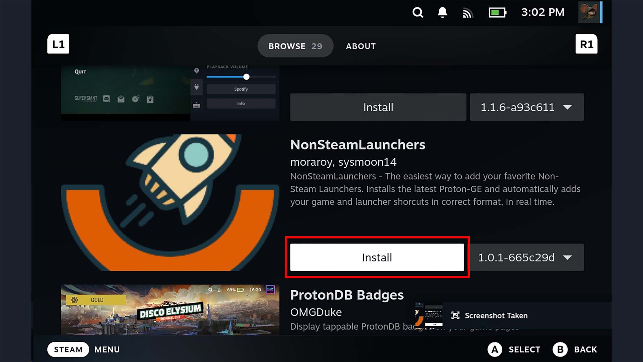 Приложение Decky Loader NonSteamLauncher на Steam Deck