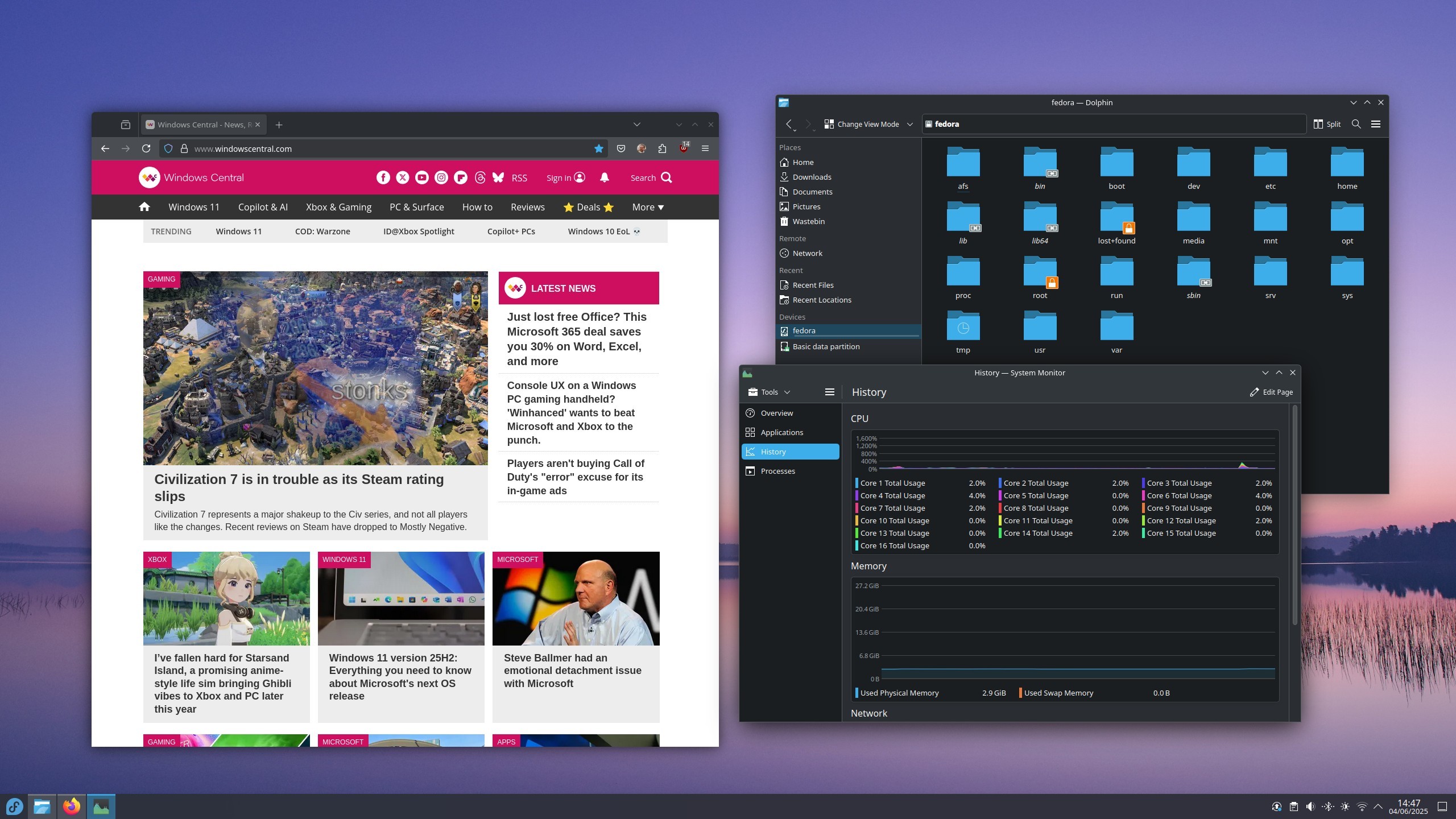 The KDE desktop environment running on Linux.