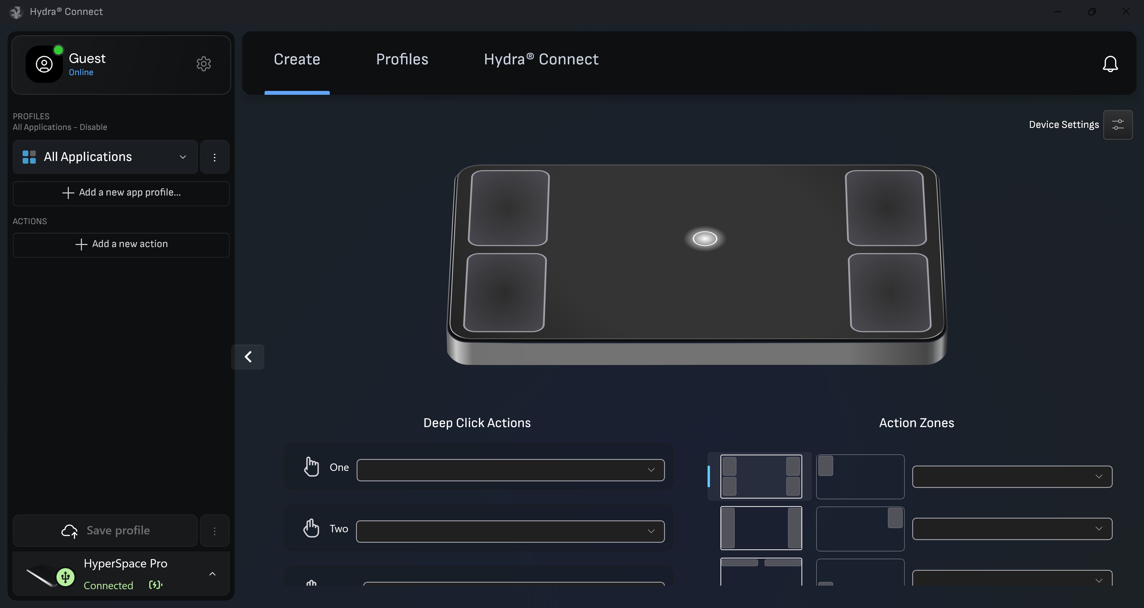 Программное обеспечение Hydra Connect для HyperSpace Trackpad Pro