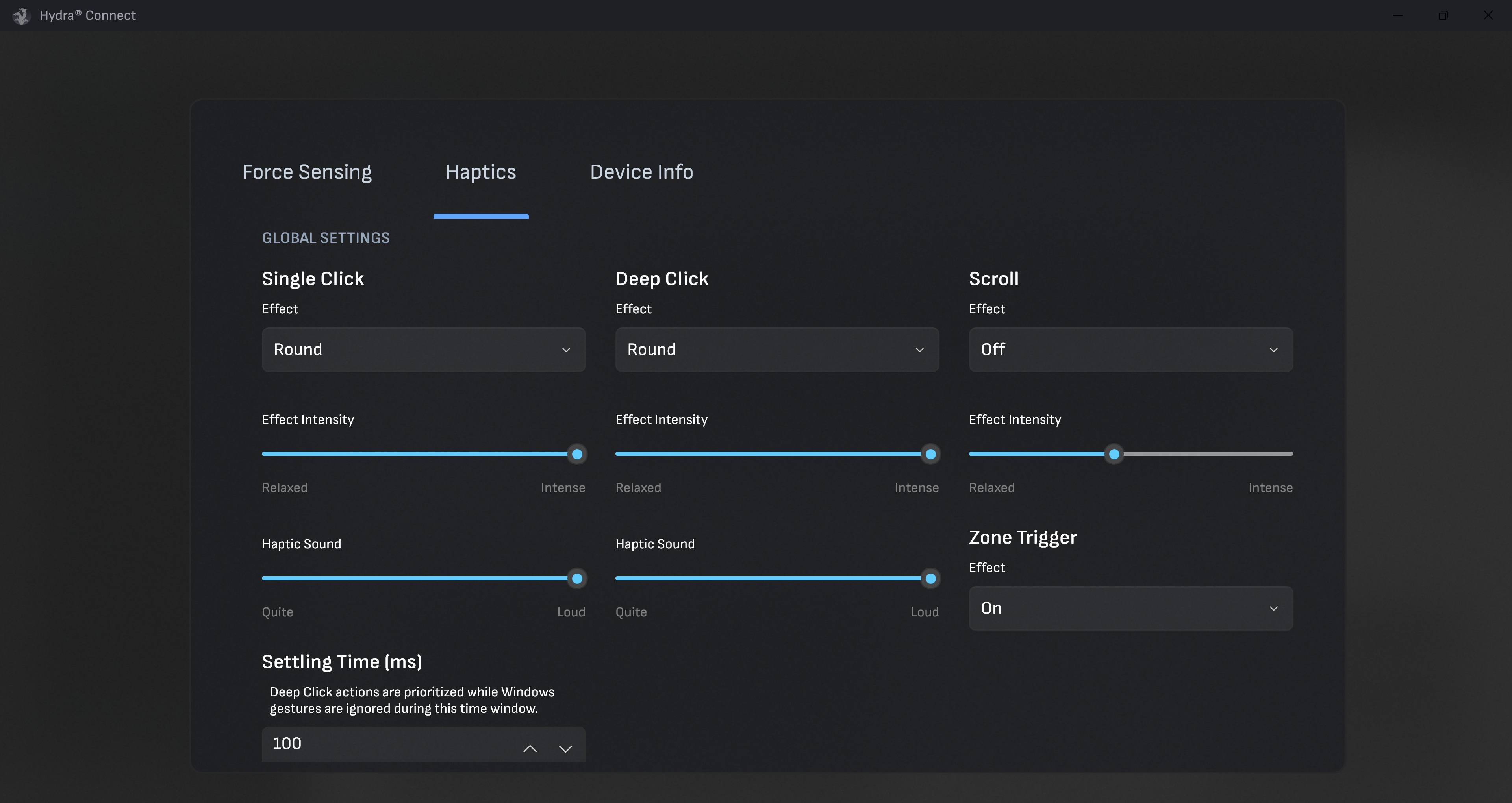 Программное обеспечение Hydra Connect для HyperSpace Trackpad Pro