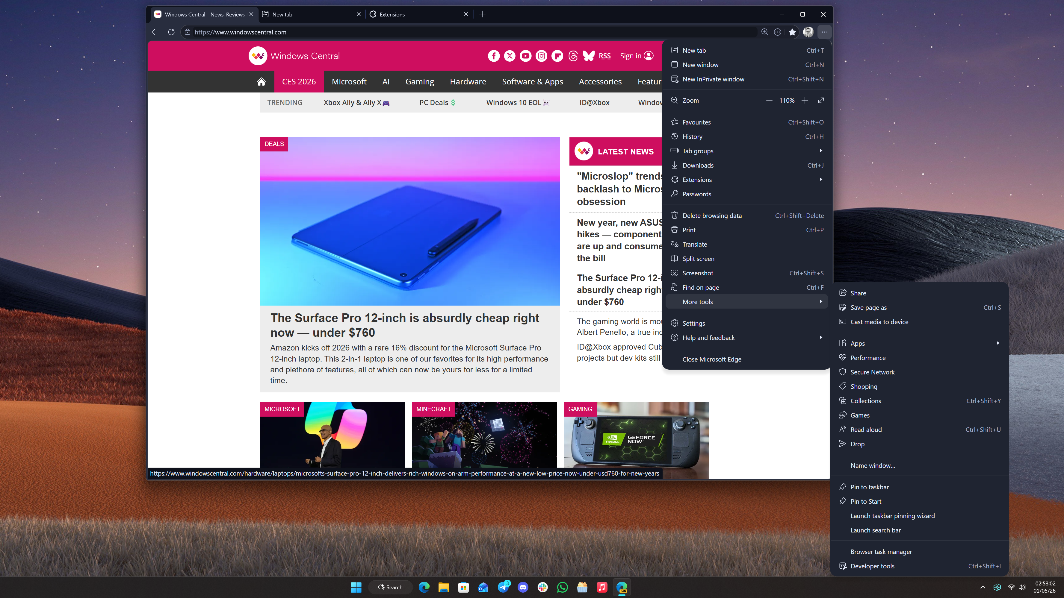 Microsoft Edge UI