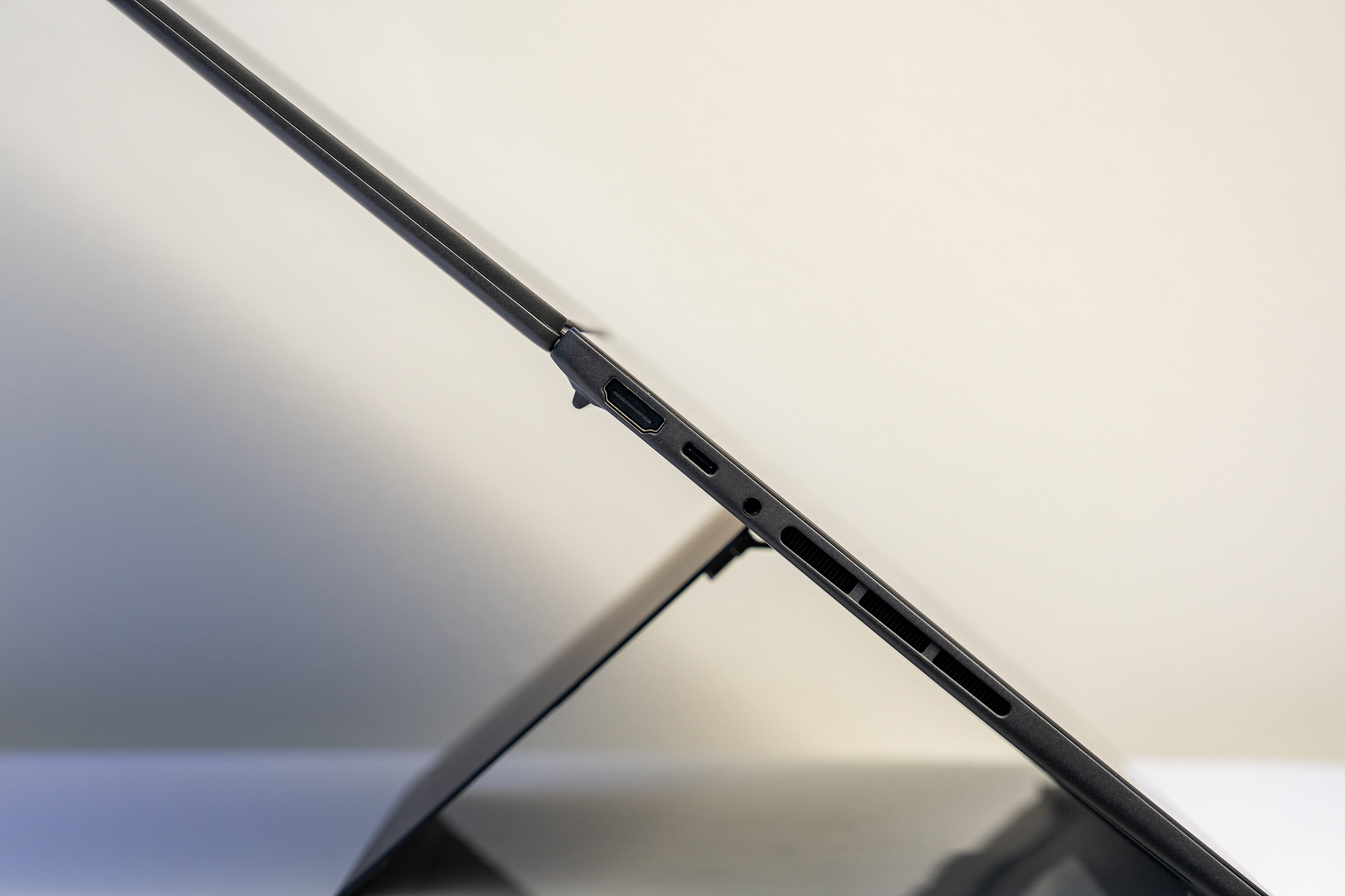 A close-up on the screen showing a window open the software.