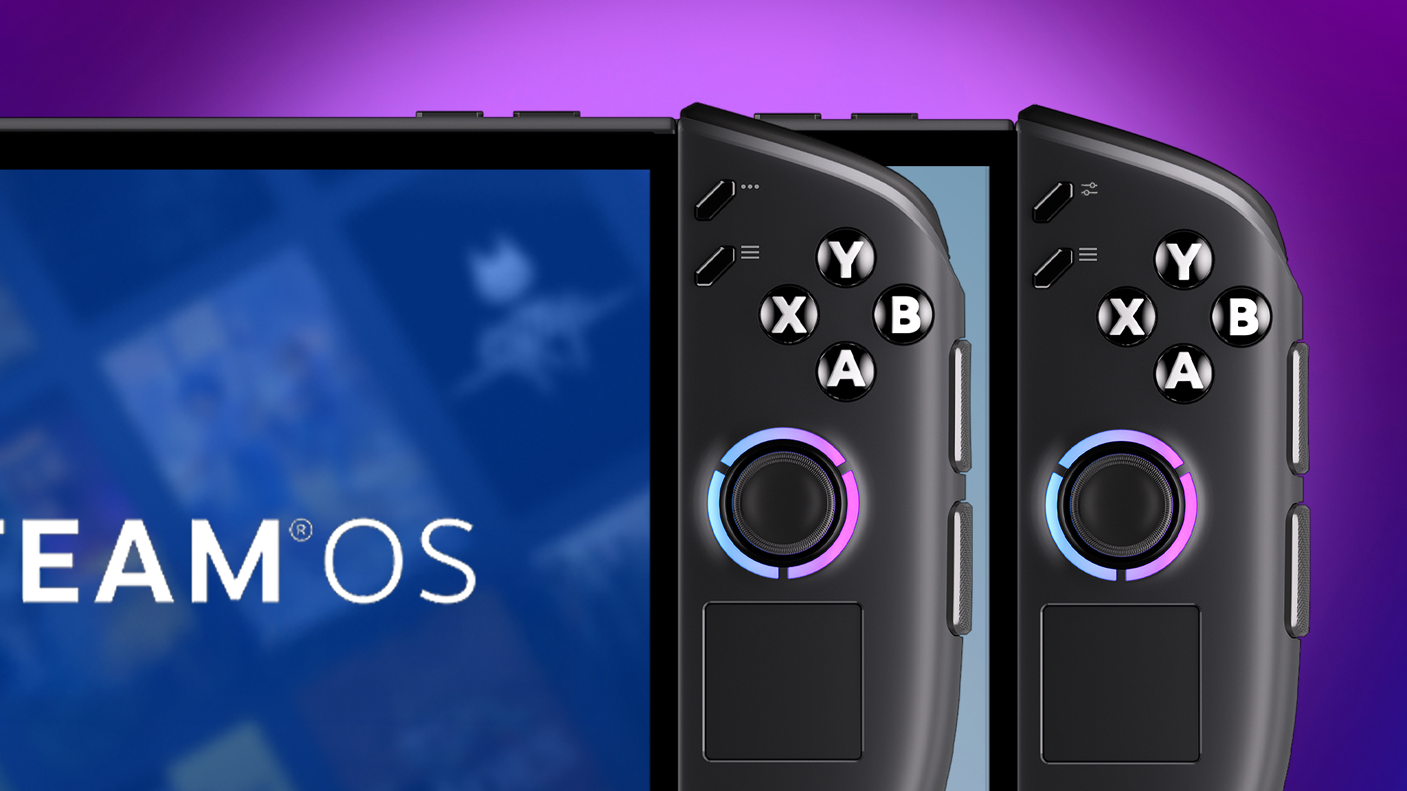 Кнопки и джойстик Legion Go 2 (SteamOS) и Legion Go 2 (Windows) справа.