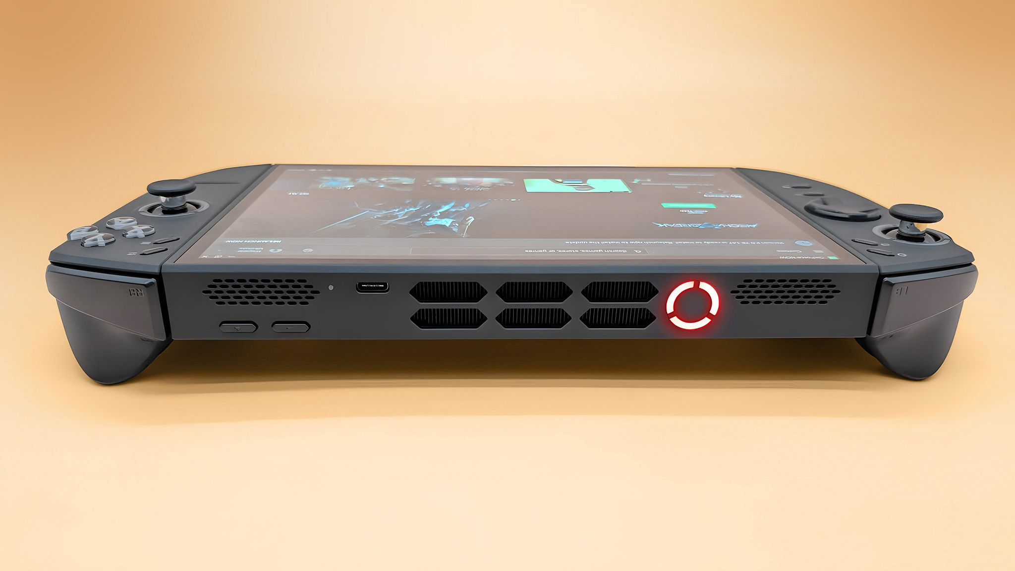 Верхняя часть Lenovo Legion Go 2: кнопки, вентиляция, USB4, сканер отпечатков.