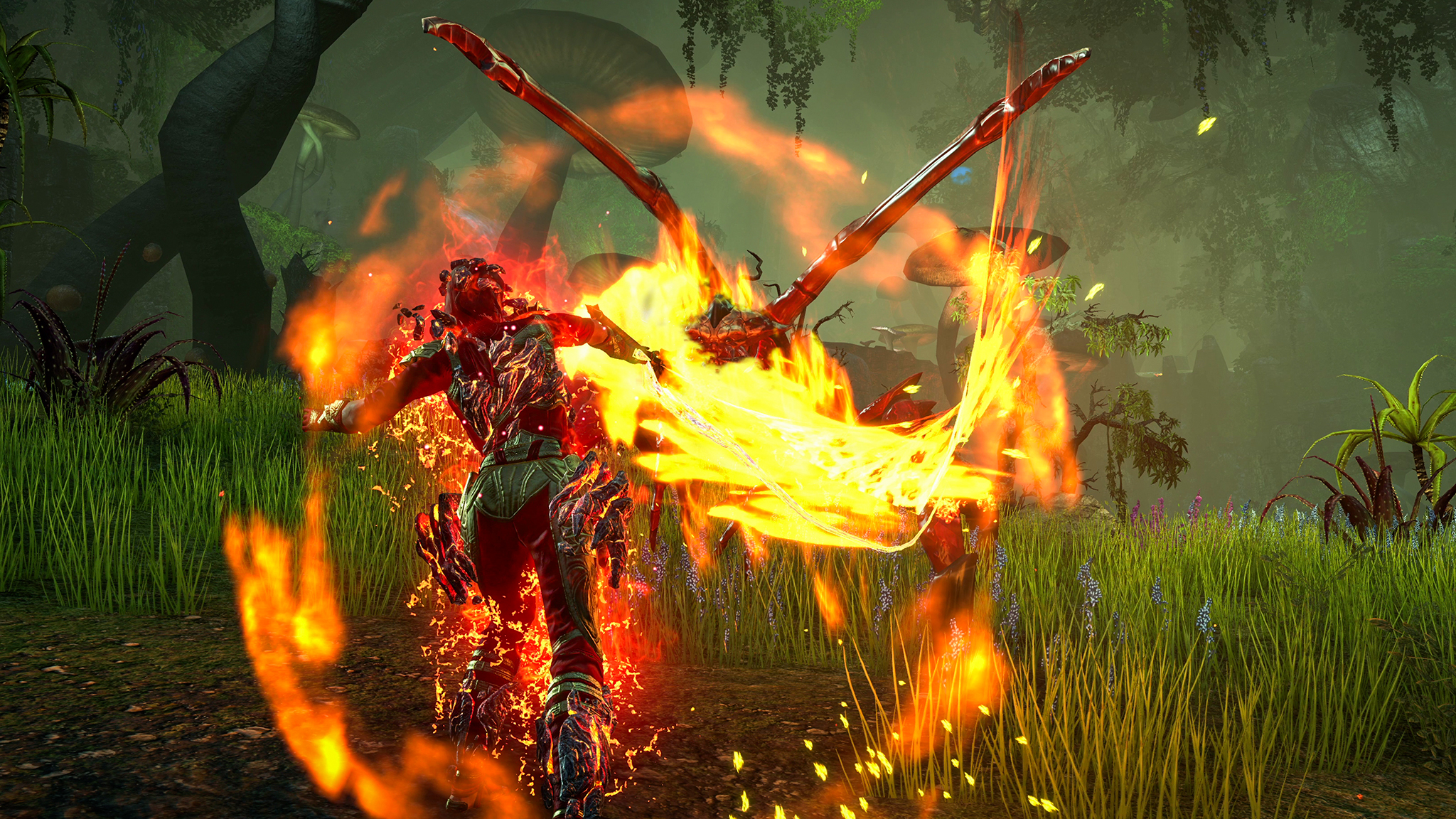 Изображение из The Elder Scrolls Online с огненным боем с Лавахлыстом.