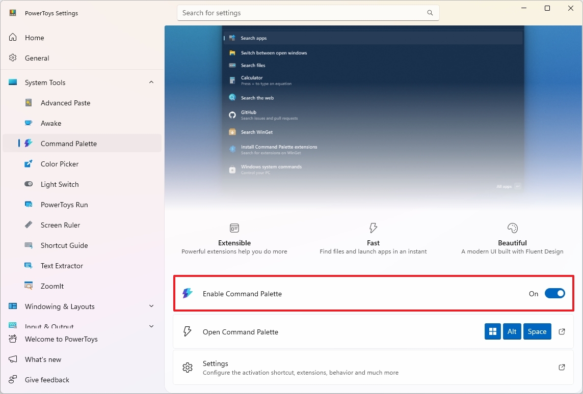 Enable Command Palette