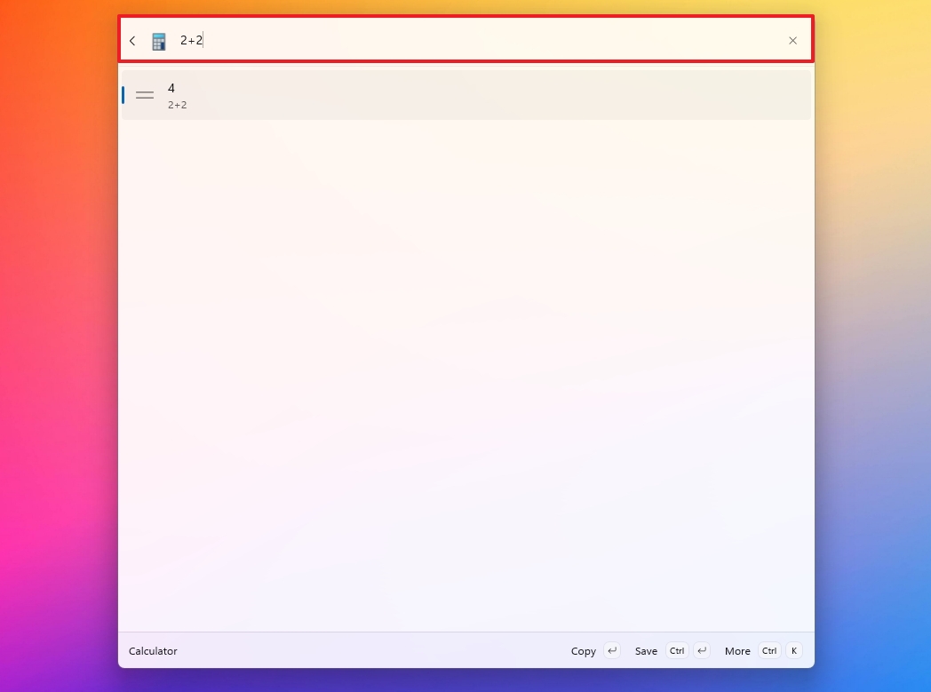 Command Palette calculator