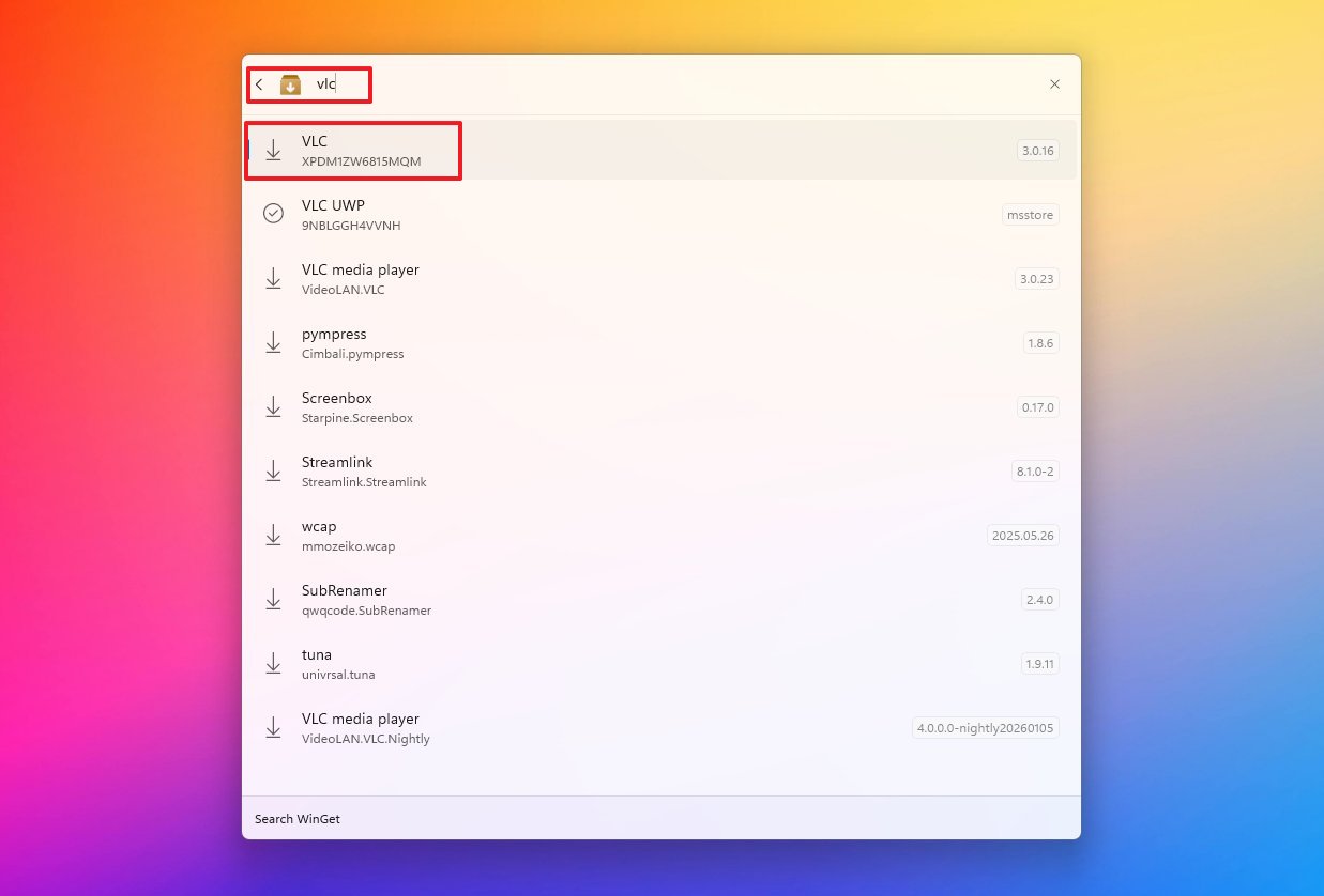 Command Palette winget assistant