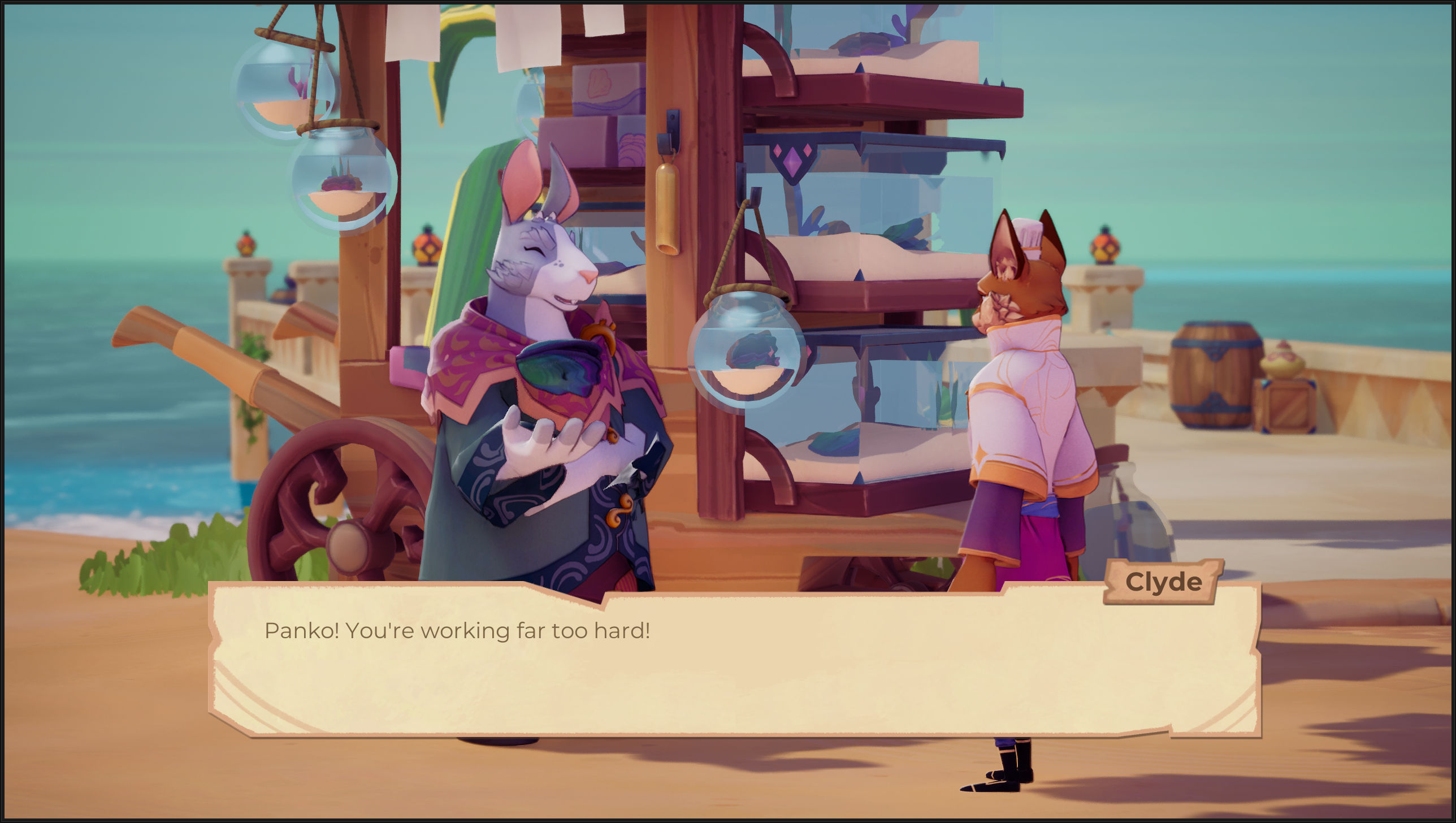 Screenshots from Beastro, a cozy farming and card-battling fantasy adventure, coming to Xbox Game Pass in 2026.