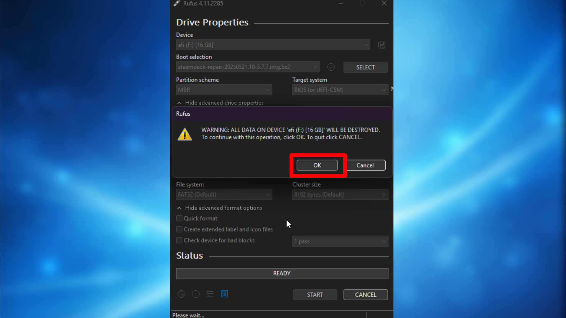 Rufus подтверждение