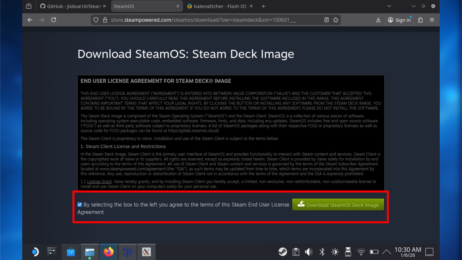 Balena Etcher: скачивание
