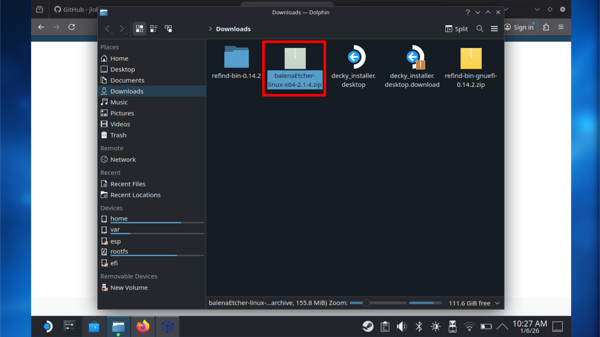 Balena Etcher: распаковка