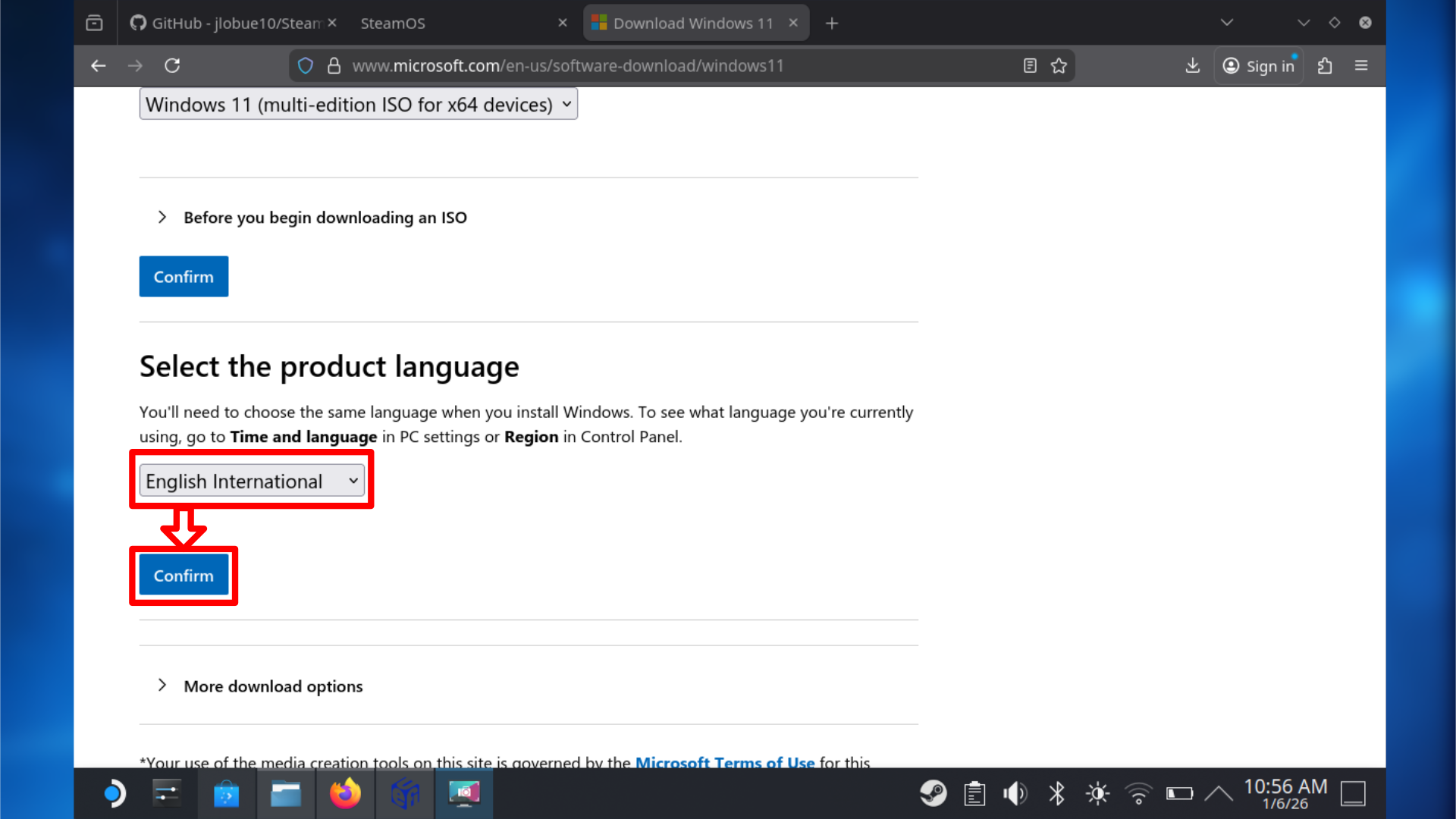 Выбор языка