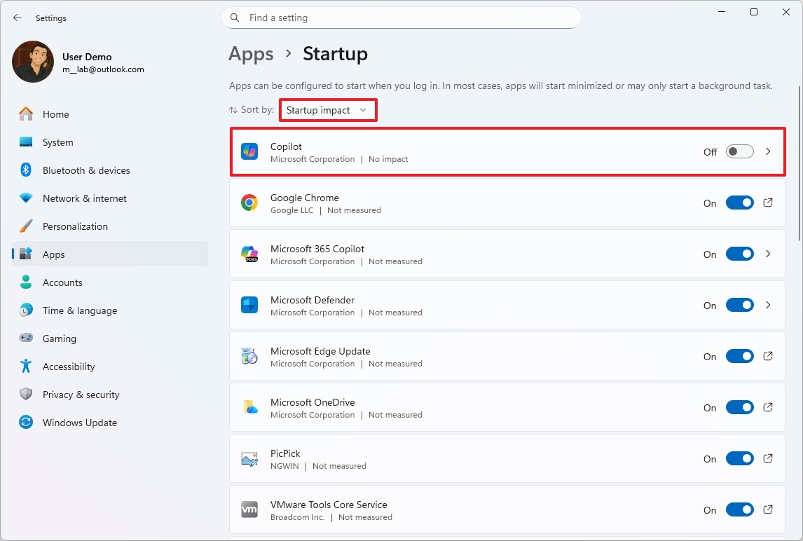 Disable startup apps