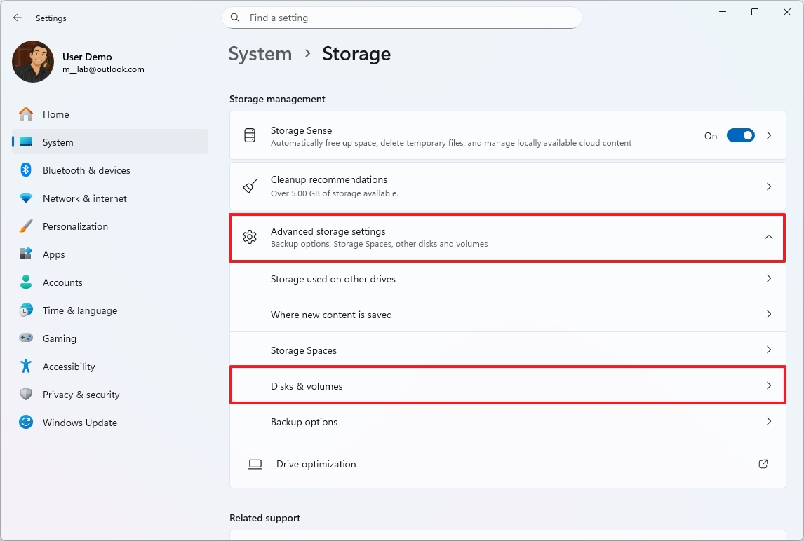 Open Disks & volumes