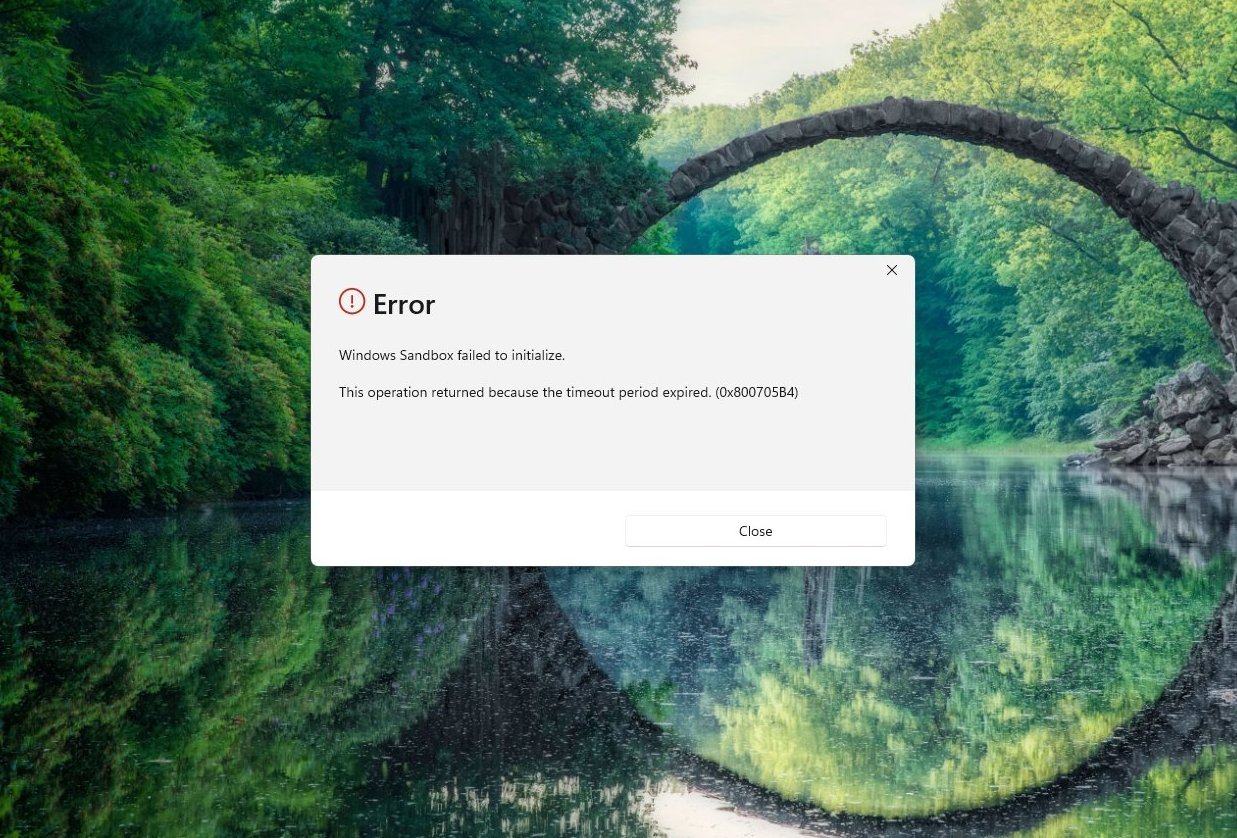 Windows Sandbox 0x800705b4 error