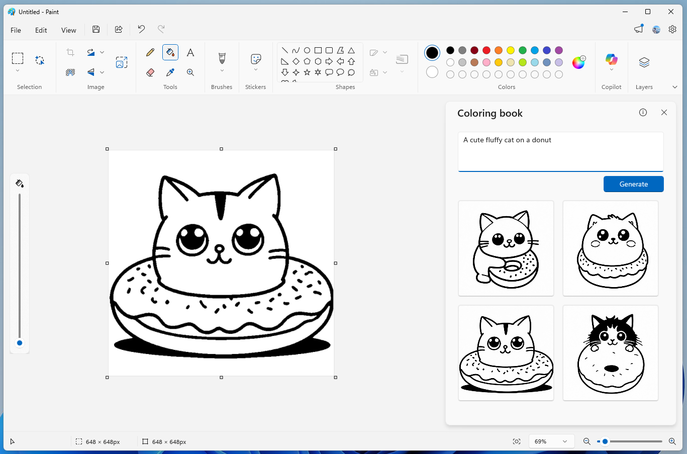 Color Book mode in Paint