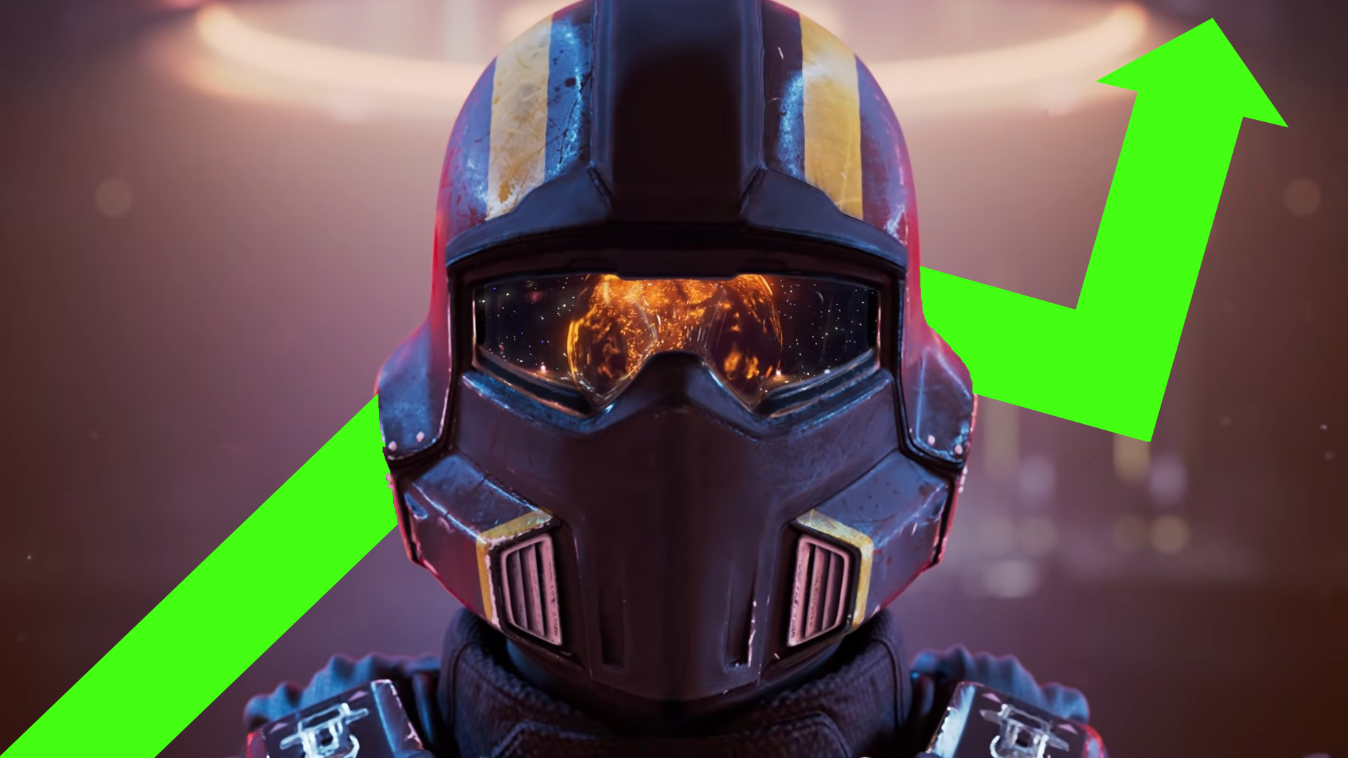 Helldivers 2 soldier with green arrow behind them