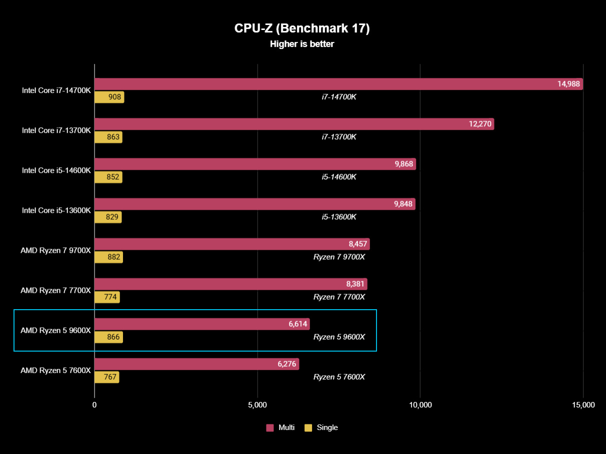 AMD Ryzen 5 9600X benchmark test results graph