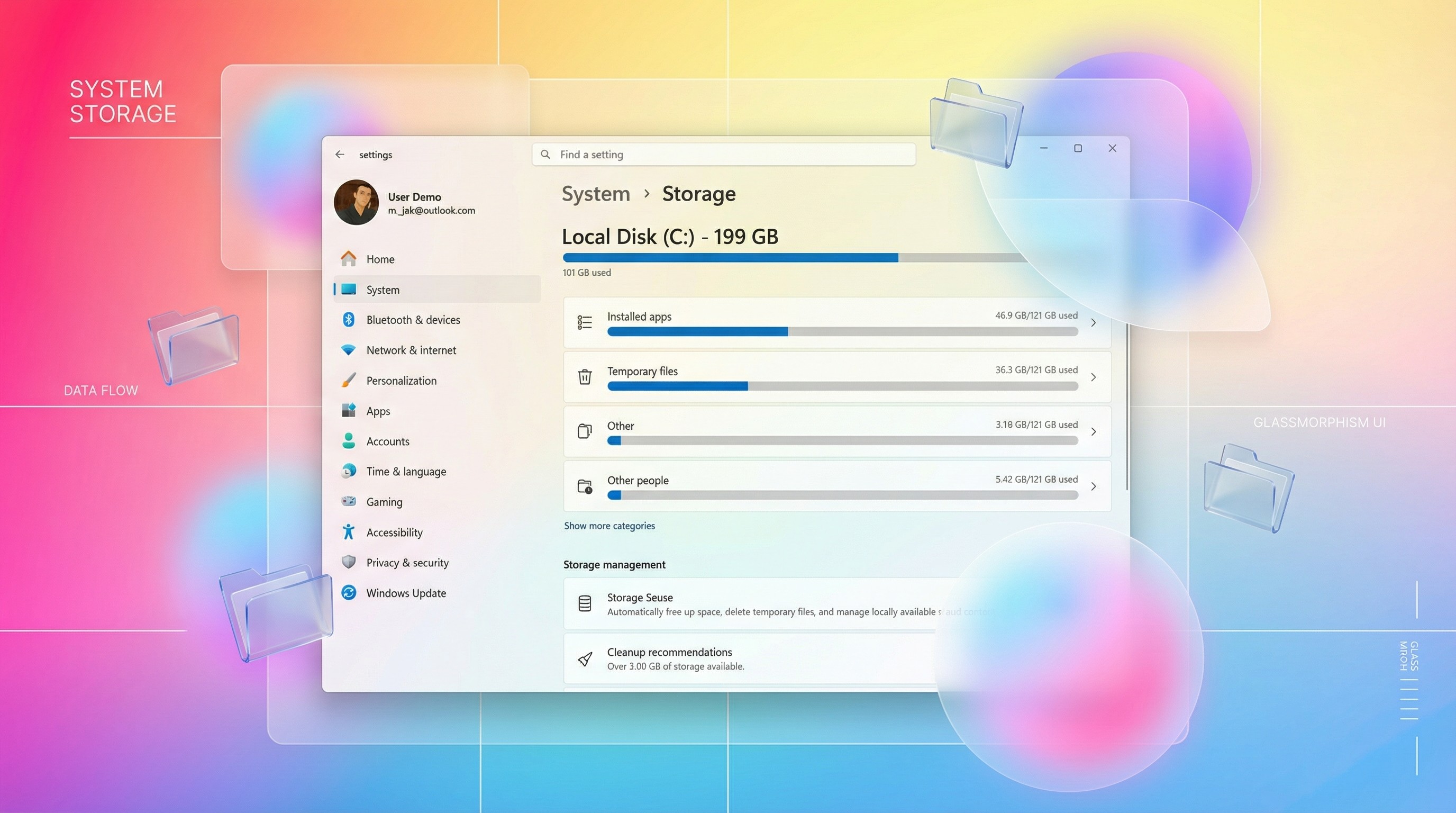 Скриншоты настроек хранилища Windows 11 после обновления безопасности за февраль 2026 года