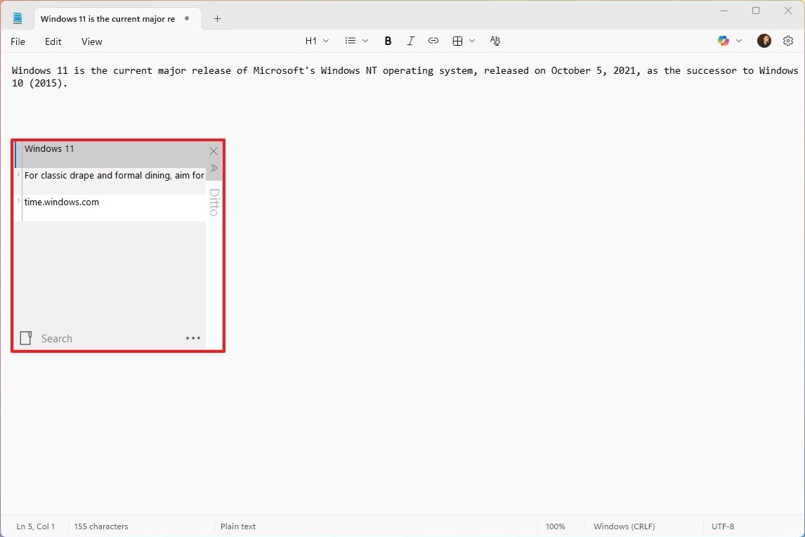 Ditto clipboard history