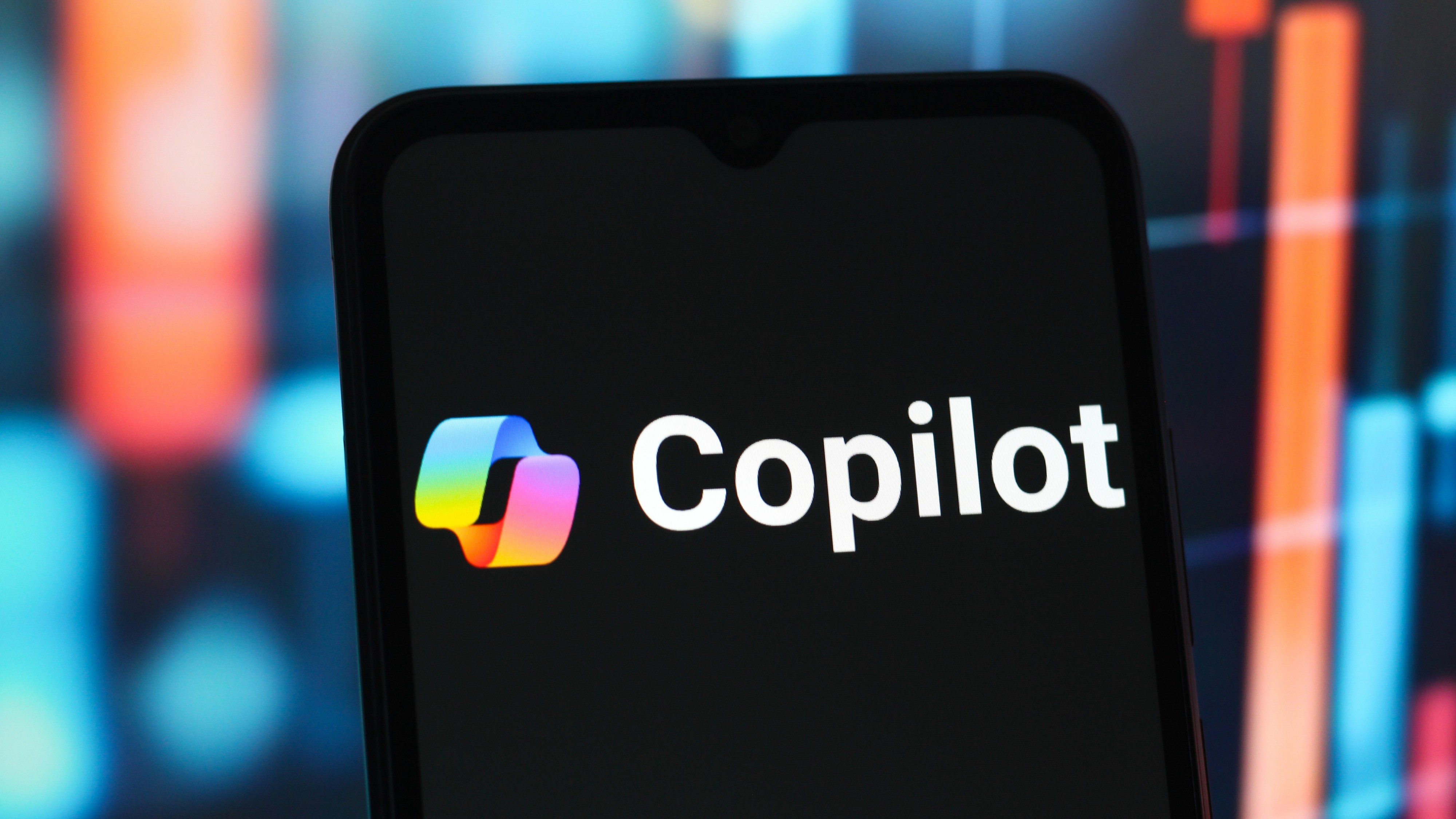Microsoft Copilot AI logo is seen displayed on a smartphone screen.