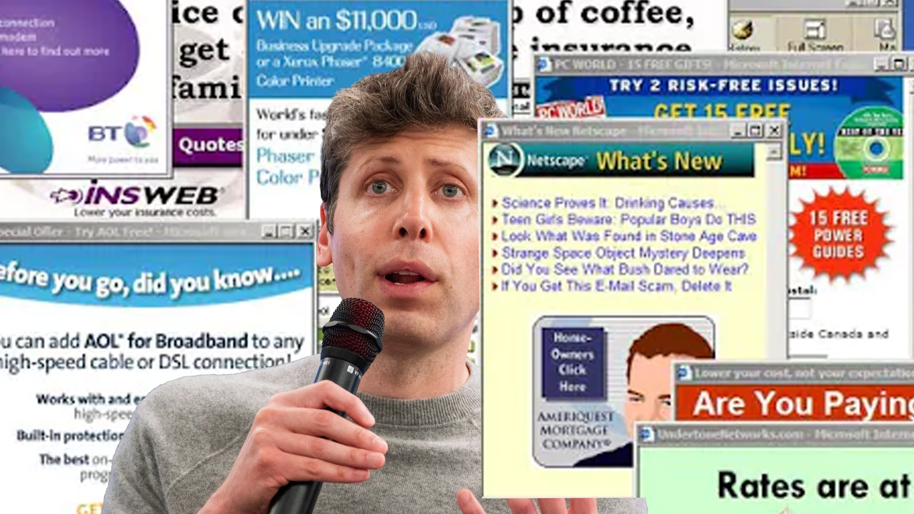 Sam Altman buried by pop-up ads