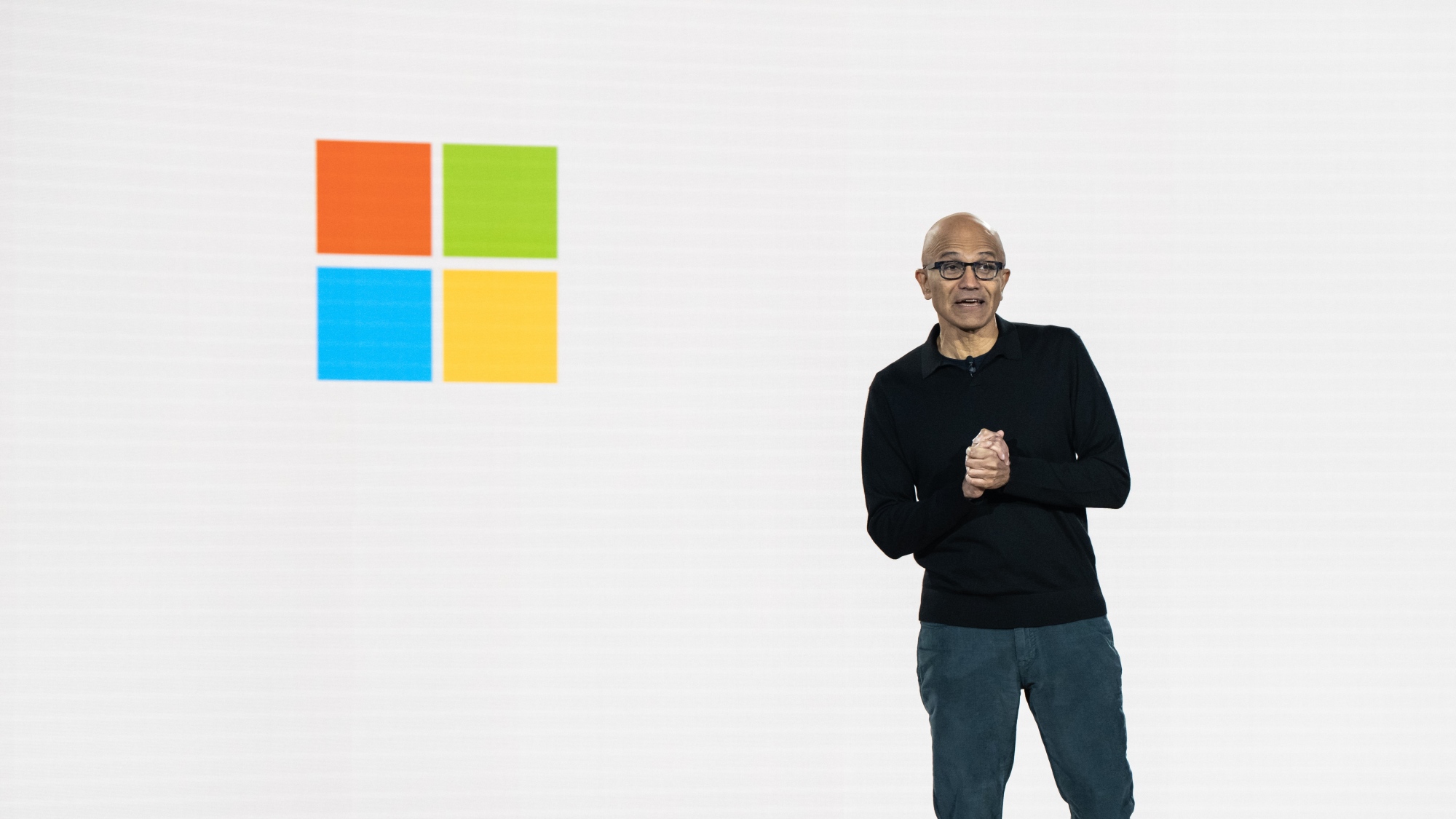 Microsoft CEO Satya Nadella speaks during an event celebrating the 50th Anniversary of Microsoft on April 4, 2025 in Redmond, Washington.