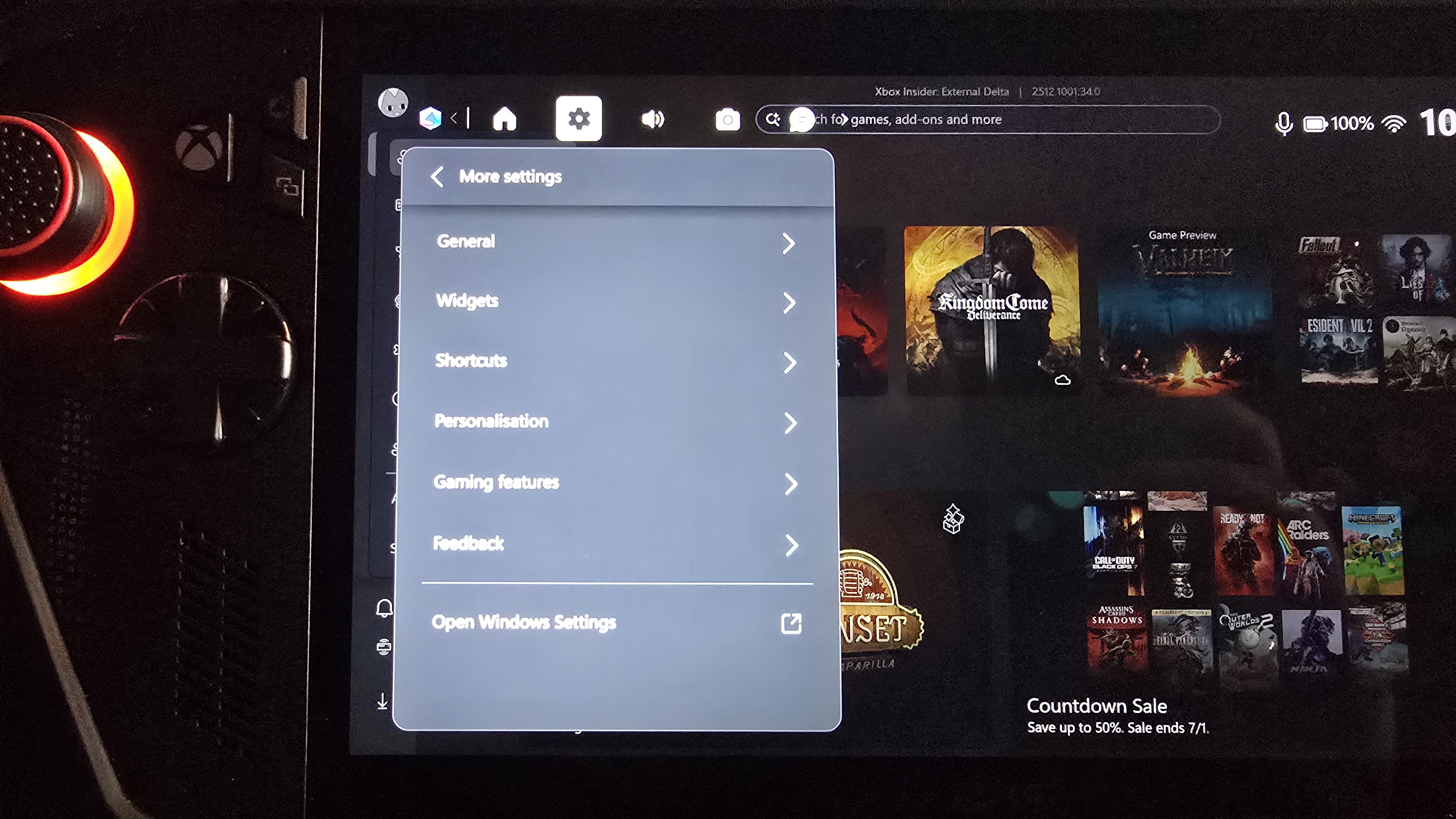 Xbox Ally Windows Settings